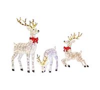 Set de rennes à LED - 3 figurines décoratives, Noël lumineux | Présentoir festif d'hiver, décorations de Noël montées au sol, pour utilisation sur les chemins intérieurs avec pelouse