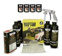 Set de revêtement de peinture Raptor 4 pièces incluant pistolet UBS + 4x 0,1 L de concentré de peinture Raptor. Toutes les couleurs RAL/Upol (RAL 7032 Gris galet)