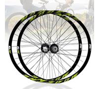 Set de Roues de vélo de Montagne 26 27,5 Roues arrière Avant 29 Pouces Avant Alu Alu Double Wall Jims avec Rivets Frein de Disque Rapide Frein 32H pour 8/9/10/11 Cassette de Vitesse, Vert, 2