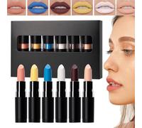 Set De Rouge À Lèvres Halloween - Teinte Noire Intense Pigmentée Modulable,Accessoire de Maquillage d'Halloween, Set de Rouge à Lèvres pour Voyage et Festival