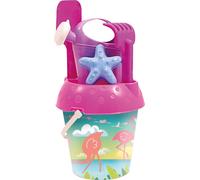 Set de sable pour enfants grand seau râteau pelle arrosoir Flamingo
