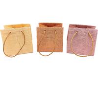 Set de sacs cadeaux tissés papier aspect textile avec anses couleurs pastel vanille orange rose pack de 12 10,5cm