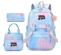 Set de Sacs Scolaires décontractés la Mode pour Filles avec dégradé coloré | Comprend un cartable, une trousse et un sac à déjeuner ; idéal pour les écolières qui aiment la musique