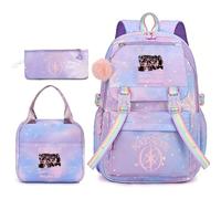 Set de Sacs Scolaires décontractés la Mode pour Filles avec dégradé coloré | Comprend un cartable, une trousse et un sac à déjeuner ; idéal pour les écolières qui aiment la musique