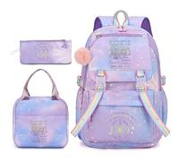 Set de Sacs Scolaires décontractés la Mode pour Filles avec dégradé coloré | Comprend un cartable, une trousse et un sac à déjeuner ; idéal pour les écolières qui aiment la musique