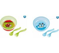 Set de saladiers ""GourmetHost"" 21 cm avec couvercle & couverts - set de service 3 pièces pour la conservation