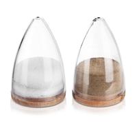 Set de Salière et Poivrière VILDE - Design Classique - 5,2x5,2x8 cm - Transparent et Bois