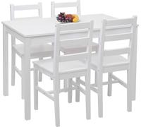Ensemble de salle à manger MENDLER HWC-F77 bois massif 110 cm blanc Blanc