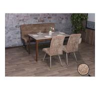 Mendler Ensemble de salle à manger HWC-G55 – 2 chaises et banc 160 cm, chenille marron