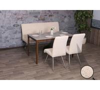 Mendler Ensemble de Salle à Manger HWC-G55, 2 chaises et Banc 160cm Chenille crème