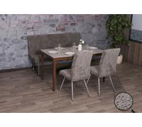 Set de salle à manger HWC-G55, set de 2 chaises + banc 160cm, inox brossé tissu/textile chenille ~ gris foncé