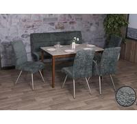 Set De Salle À Manger Hwc-G55, Set De 4 Chaises + Banquette 160cm, Inox Brossé Tissu/Textile Chenille Bleu-Vert Bleu