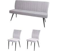 Set de salle à manger MENDLER HWC-K16 velours métal gris clair Gris clair G