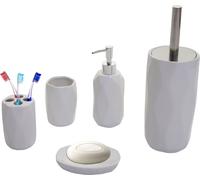 set de salle de bain 5 pièces HWC-H88, garniture de WC Set de salle de bain, céramique ~ blanc