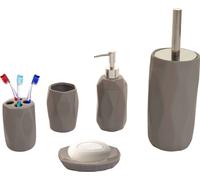 set de salle de bain 5 pièces HWC-H88, garniture de WC Set de salle de bain, céramique ~ gris