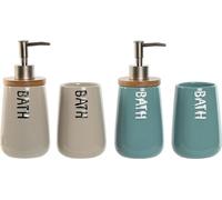 Set de salle de bain Home ESPRIT Beige turquoise Bambou ABS Dolomite 9 x 8,5 x 19 cm (2 pièces)