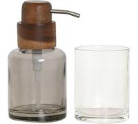 Set de salle de bain Home ESPRIT Gris Transparent Aluminium Cristal Bois d'acacia 10 x 7 x 16 cm