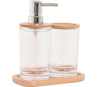 Set de salle de bain Home ESPRIT Transparent naturel bambou aluminium polystyrène 16 x 9 x 18 cm
