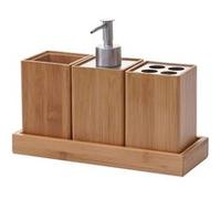 Set de salle de bains 4 pièces MENDLER HWC-B85 bambou Beige G