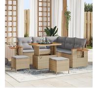 Set de salon de jardin 8 pièces vidaXL avec coussins beige poly rotin acacia 3363177