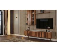 Set de salon parfait Composé d'un buffet TV brun et d'une armoire murale