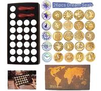 Set de sceaux de cire, design de carte rétro, outil de bricolage de ferraille, 26pcs sceaux setno.18