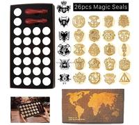 Set de sceaux de cire, design de carte rétro, outil de bricolage de ferraille, 26pcs sceaux setno.20