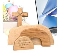 Set de scène de résurrection de Pâques, tombe vide faite à la main scène de Pâques, Kit de plateau de scène de la tombe en bois - Sign Décorations de Jésus, signe catholique nativité religieuse arts