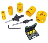 Set de scie cloche, 9 pièces, pour électricien, tailles 16, 20, 25, 32, 38 et 51 mm avec 2 porte-embouts + clé à 6 pans 4 mm C.K
