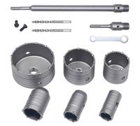 Set de Scies Cloches, 10 PCS Trépan Béton SDS Tige d'Extension Pointe en Carbure de Tungstène - Ø35mm,40mm,50mm,65mm,80mm et 110mm