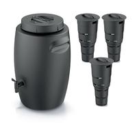 Set de seau à compost, récipient pour la production d'engrais avec robinet, 55 l, noir, anthracite et 3 composteurs, jardin souterrain, 11 l, plastique, hauteur 53 cm, seau modulaire pour