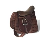 Set de selle équitation 16 en cuir véritable 14 cm 5 en 1 brun Brun G