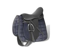 vidaXL Set de selle d'équitation 16" en cuir véritable 14 cm 5 en 1 noir