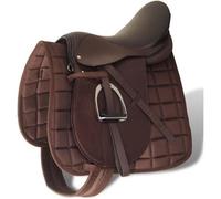 Set de selle équitation 17,5"" en cuir véritable 18 cm 5 en 1 brun