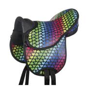 HKM Set de Selle Shetty, Coloré, avec-Accessoire., heart/black, 12"