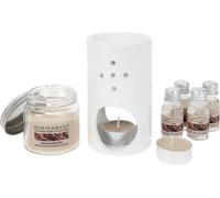 Set de senteurs, cheminée avec huiles et bougies, santal