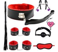 Set De Sept PièCes En Cuir Lisse Et Exquise Avec De Multiples Techniques De Traitement, Cadeau De Couple Doux Pour L'éTirement Quotidien - Y2 (Rouge)