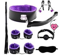 Set De Sept PièCes En Cuir Lisse Et Exquise Avec De Multiples Techniques De Traitement, Cadeau De Couple Doux Pour L'éTirement Quotidien - Y2 (Violet)