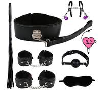 Set De Sept PièCes En Cuir Lisse Et Exquise Avec De Multiples Techniques De Traitement, Cadeau De Couple Doux Pour L'éTirement Quotidien - Y2 (Noir)