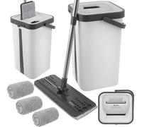 Set De Serpillère Avec Seau 2 Compartiments 11L/8,5L, Mop Plat 360 Avec Essorage