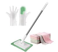 Set de Serpillière - Poignée Ergonomique Antidérapante à Pression | Serpillères Réutilisables pour Nettoyage Domestique | Pour Intérieur Maison Bain Salon Fenêtre Miroir Appartement Salle De Classe Me