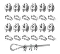 Set de Serre-Câbles Duplex M4-24 Pièces avec Cos, Acier Inoxydable 304 pour Câble 3mm(12PCS M3 Clips+12Pcs M3 Rope)