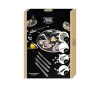 Set de service à huîtres 9 pièces - Kit complet avec couteau à huîtres, presse-agrumes, bol de service et petite fourchette - Coffret cadeau luxueux - Argenté