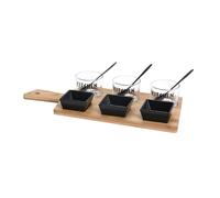 Set de service pour snacks sur assiette en bambou, 10 pièces