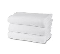 Set de Serviettes de Bain en éponge 100% Coton, 3 Serviettes de Bain, Lot de 3 pièces, 90 x 140 cm, 450 g/m², Double torsadé, idéal pour B&B et hôtel, résistant aux lavages fréquents, Blanc, Ligne