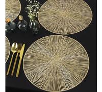 Set de sets de table 1/2/4/6/8 PVC pour table de cuisine intérieure/extérieure, lavables, résistants à la chaleur, sets de table et dessous de verre lavables pour le camping, les festivals, les mariag