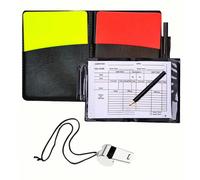 Set de sifflet d'arbitre de football, comprend des cartons rouges et jaunes, un cahier et un crayon, un sifflet d'arbitre en acier inoxydable avec un cordon noir, convient pour les sports, le football
