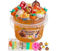 Set de Slime Marron Turkey pour Enfants, Bucket avec Clay, 10 Packs avec Accessoires, Cadeaux de Fête pour Filles et Garçons, Jouet Sensoriel, Idées pour Pâques Halloween Noël