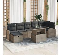Set De Sofa De Jardin Vidaxl 8 Pièces Avec Coussins Gris Rattan Poly, Sofa De Jardin Deux Places Avec Rangement & Coussins Gris Rattan Poly