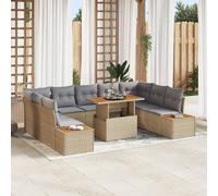 Set De Sofa De Jardin Vidaxl Ensemble De 6 Beige, Gris Rattan, Polyester